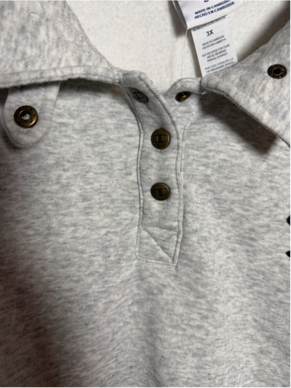 Champion Gray 3X Physical Education Snap Crop Pullover NWT - Picture 5 of 11